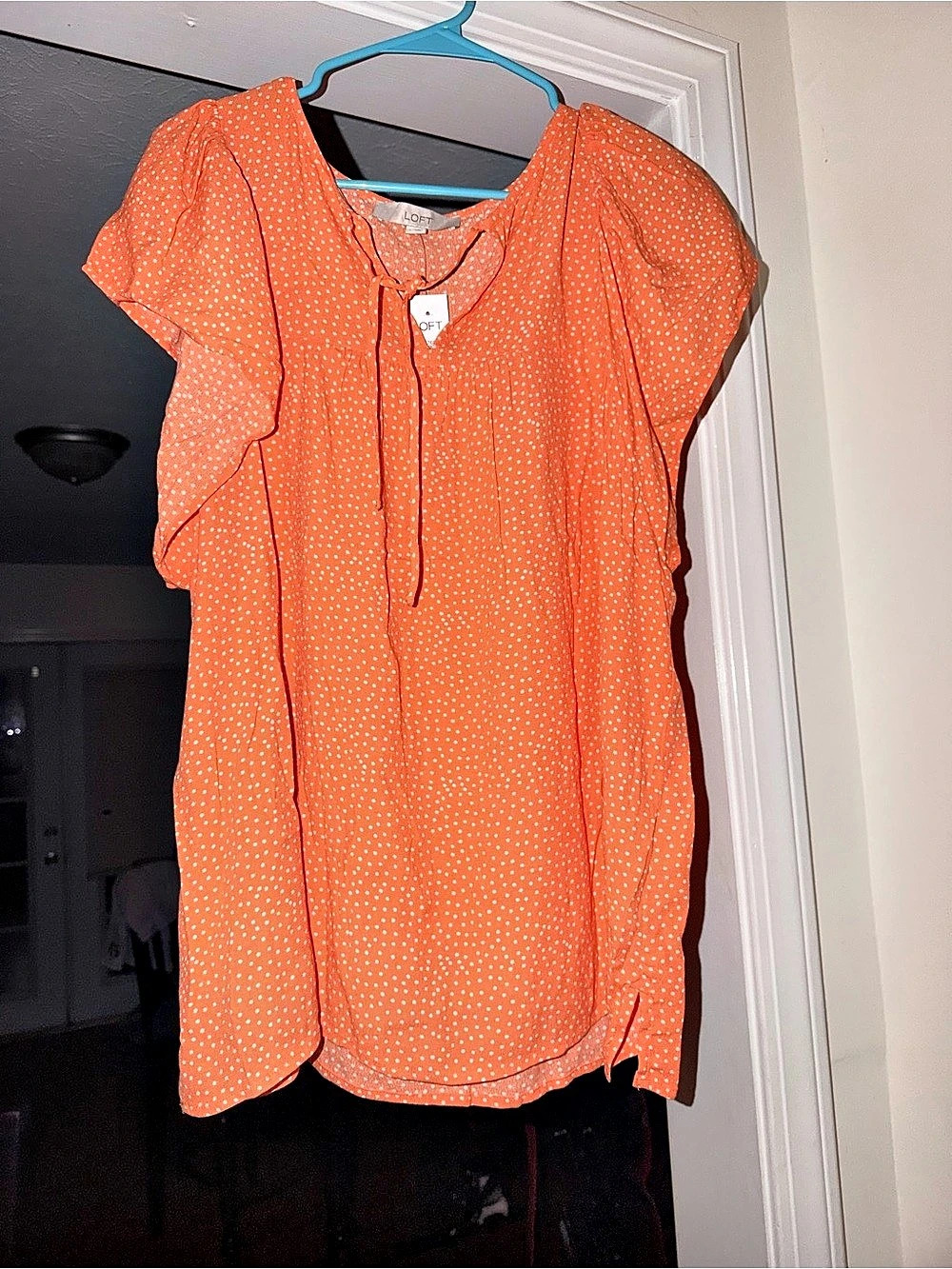 LOFT Orange & White Polka Dot Blouse